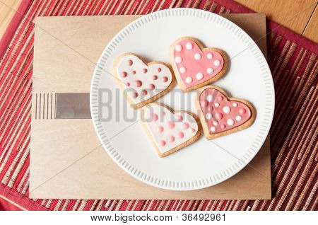 Pink og hvide hjerte Cookies