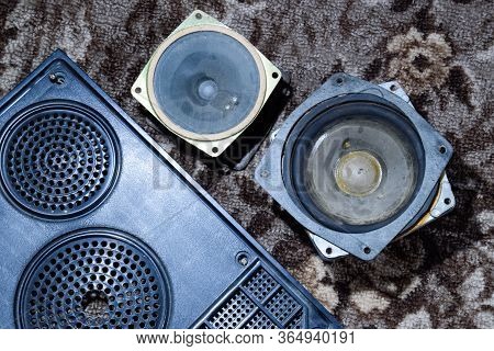 A Column Speaker 15as-208. Vintage Soviet Bookshelf Acoustics. Disassembled Speaker Case 15as-208. R