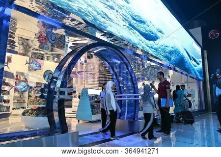 Dubai, Uae - November 22, 2017: People Visit Discovery Channel Gift Store At Dubai Mall. It Is The L