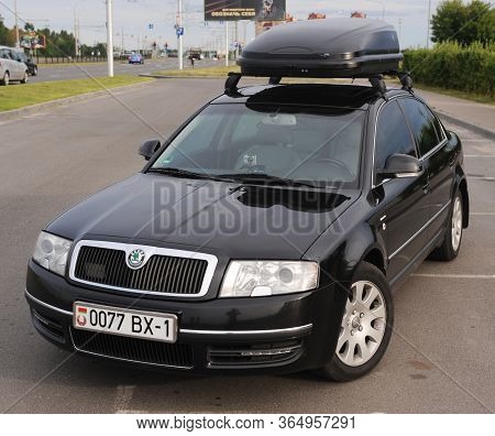 Minsk Belarus-22.04.2020:motor Car Skoda Superb V6 Tdi. Photographing A Modern Car Parked In Minsk.