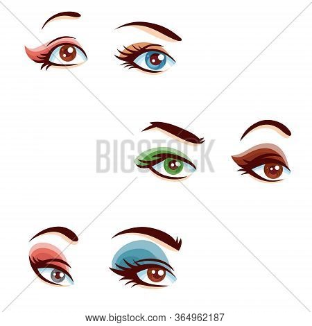 Several Type Of Eyes Of Women With Different Angles