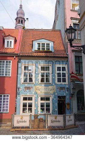 Riga, Latvia - April 29, 2018 : Traditional Restaurant 1221 In The Historic House Of Old Town -unesc