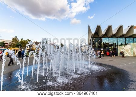 Editorial,  Water Fountain At Kalman Ter Square,  Budapest Hungary