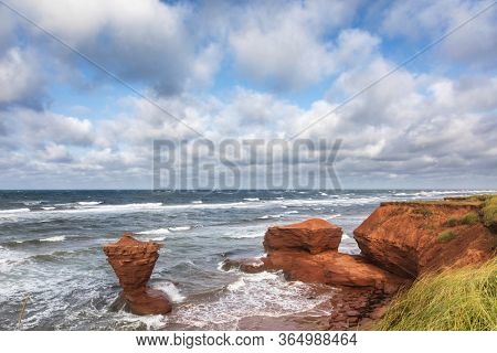 The Teacup rock, named for the resemblence to a cup and saucer, in Thunder Cove beach, Prince Edward Island, Canada