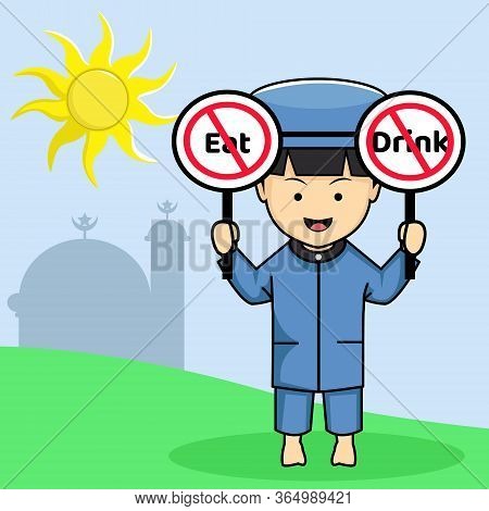 Cute Illustration Of A Muslim Boy Holding 