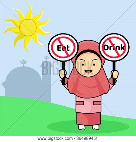Cute Illustration Of A Muslim Girl Holding 