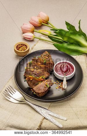 Roast And Braised Duck Breast With Sweet And Sour Berry Sauce