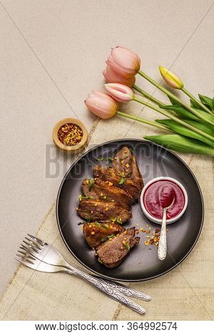 Roast And Braised Duck Breast With Sweet And Sour Berry Sauce