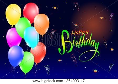 Vector Illustration Of Happy Birthday Greeting Card
