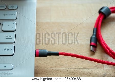 The Red Usb Type C Is A Hi Speed Data Transfer Port.