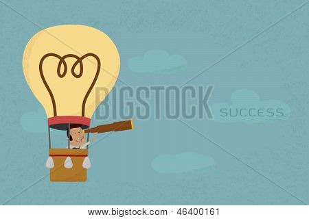 Businessman in balloon search to success , eps10 vector format