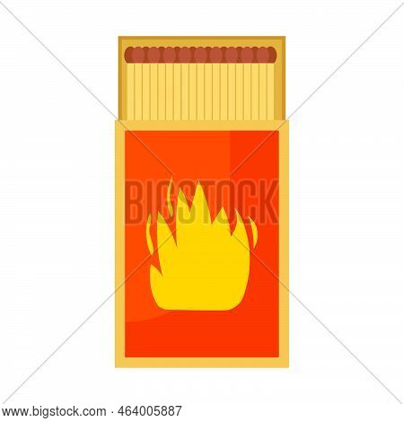 Matchbox Vector Illustration Icon Isolated White Background. Match Box With Wooden Stick And Fire. W