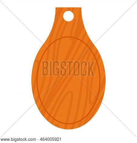 Cartoon Wooden Pizza Board. Restaurant Empty Utensil For Food And Chop Board For Kitchen Icon Isolat