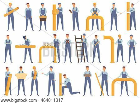 Gasman Icons Set Cartoon Vector. Facility Technician. Maintenance Worker