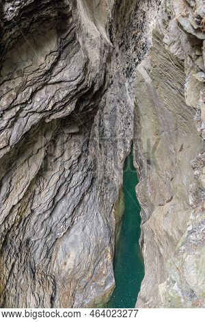 Zillis, Grison, Switzerland, April 12, 2022 Popular Viamala Canyon Built By The Rhine River In Milli