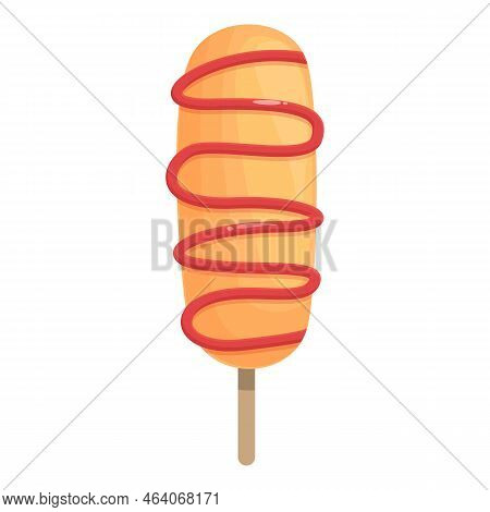 Sauce Corn Dog Icon Cartoon Vector. Food Stick. Korean Cheese
