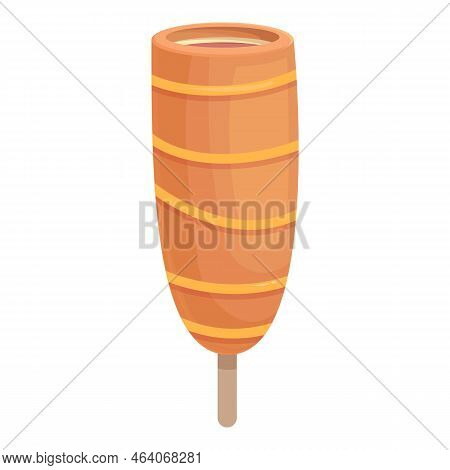 Deep Corn Dog Icon Cartoon Vector. Stick Food. Korean Cheese