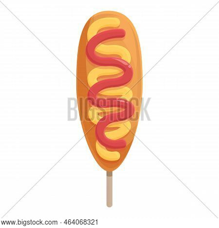 Mustard Corn Dog Icon Cartoon Vector. Food Stick. Sauce Fried