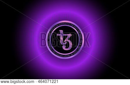 Tezos-xtz Virtual Currency Images. 3d Illustration. Coin Logo.