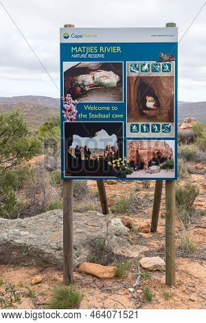 Cederberg, South Africa - Sep 5, 2022: An Information Board At The Stadsaal Caves In The Western Cap