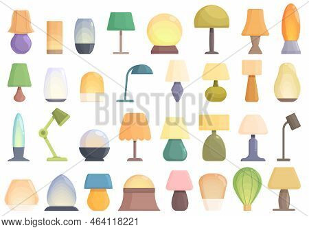 Nightlight Icons Set Cartoon Vector. Lamp Light. Floor Bulb