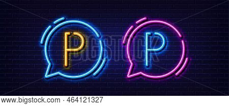 Initial Letter P Icon. Neon Light Line Effect. Line Typography Character Sign. Large First Font Lett