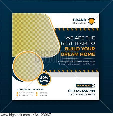 Construction Social Media Post Banner Design Template Corporate Construction Cover Design