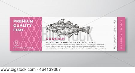 Premium Quality Codfish Vector Packaging Label Design Modern Typography And Hand Drawn Cod Fish Silh