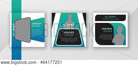 Client testimonial and customer feedback web banner social media flyer rating quote design template