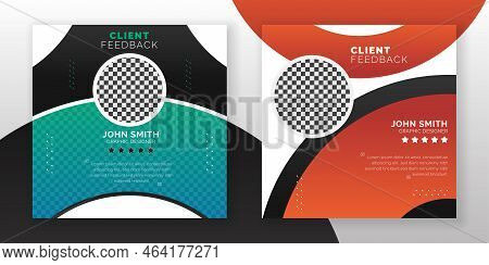 Client testimonial and customer feedback web banner social media flyer rating quote design template