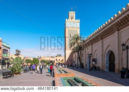 Marrakesh,morocco - September 29,2022 - View At The Mosque Of Moulay El Yazid In The Streets Of Marr