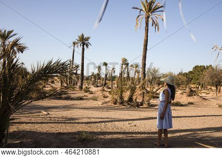 Panoramic View Of A Tourist Enjoying One Of The Most Beautiful Places In Marrakech (morocco) Full Of