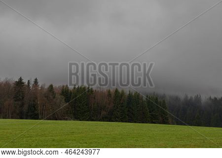 Sumava Protected Landscape Area In The Czech Republic In Europe. Area Chalupska Slat - Forests, Mead