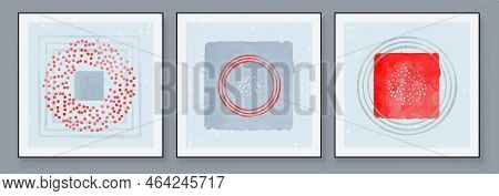 Set Of Abstract Hand Painted Illustrations For Postcard, Social Media Banner, Brochure Cover Design 