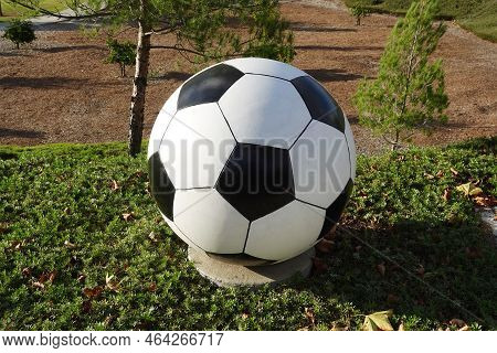 Concrete Soccer Ball For Public Sports Park Landscaping.