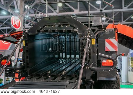 Moscow, Russia - June 10, 2020: Farming Exhibition. Back View Of Multifunctional Agricultural Machin