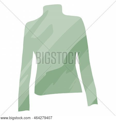 Warm Soft Wintery Sweater In A Watercolor Manner With Blur Pattern In Trendy Green Hues. Isolate