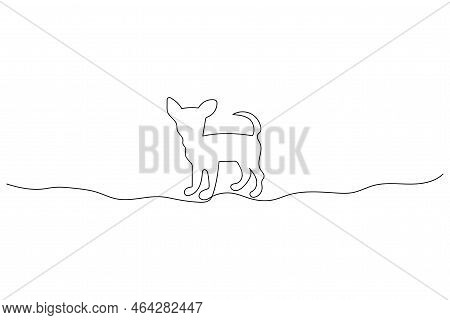 Black Puppy Line. Outline Contour Drawing. Vector Illustration. Stock Image.