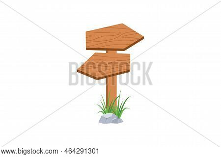 Road Sign Icon. Wooden Road Sign Isolated On A White Background. Road Sign Vector. Direction Sign Wo