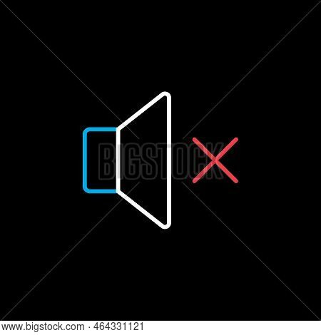 Sound On Off Vector On Black Background Icon. Volume. Mute Button. Graph Symbol For Music And Sound 