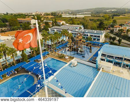 10.11.2022 Cenger, Turkey. Birds Eye Perspective Of The Town Cenger In Turkey. Numerous Outdoor Swim