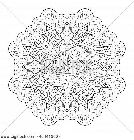 Beautiful Monochrome Linear Vector Illustration For Adult Coloring Book Page With Isolated Frame Aro