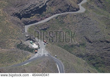 View Of A Crossroads. The Nublo Rural Park. La Aldea De San Nicolas. Gran Canaria. Canary Islands. S