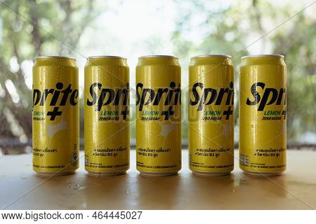 Samut Prakan, Thailand - October 30, 2022 : New Flavored Soft Drink Sprite Lemon Plus, No Sugar And 