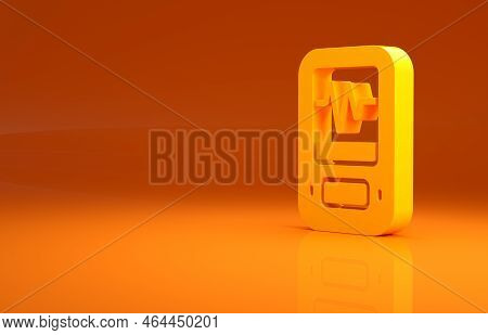 Yellow Seismograph Icon Isolated On Orange Background. Earthquake Analog Seismograph. Minimalism Con