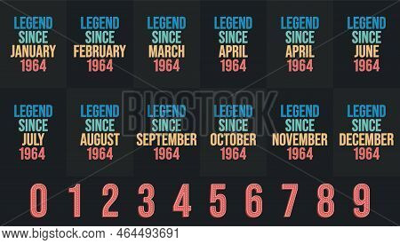 Legend Since 1964 All Month Includes. Born In 1964 Birthday Design Bundle For January To December