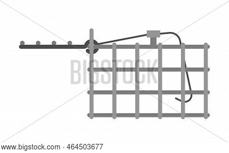 Hunting Trap Catch Animal Cage Hook Metal Flat. Object Hunt Active Dangerous Risky Recreation Milita