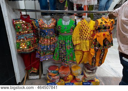 Jodhpur, Rajasthan, India - 20.10.2019 : Rajasthani Womens Clothes Being Sold At Famous Sardar Marke