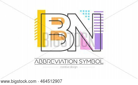 Letters B And N. Merging Of Two Letters. Initials Logo Or Abbreviation Symbol. Vector Illustration F