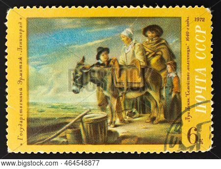 Ussr - Circa 1972: Postage Stamp 'the Milkmaid's Family, Louis Le Nain, 1640' Printed In Ussr. Serie
